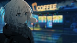 动漫<strong>女孩</strong>咖啡馆场景