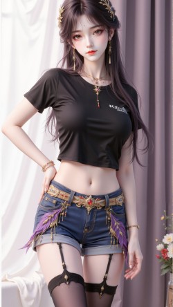 火灵儿牛仔裤+吊袜带 动漫国漫 国漫女神壁纸 完美世界