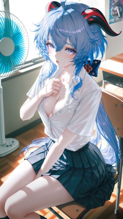 校园 原神二创 <strong>神里绫华</strong> ai绘画 甘雨 高清