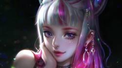 粉红紫 挑染 动漫幻想<strong>女孩</strong>