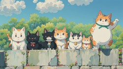<strong>可爱</strong>七只猫咪 唯美桌面 电脑壁纸 温馨风格