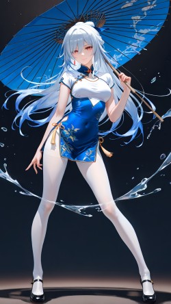 少女与白丝<strong><strong>旗袍</strong></strong> ai绘画 二次元游戏角色 崩坏星穹铁道