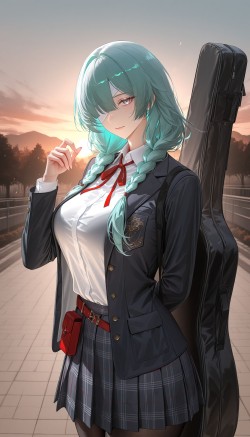 <strong><strong>鸣潮</strong></strong>×吉他：放学后的孤独摇滚要一起吗？二次元 芙露德莉斯 弗洛洛 尤诺