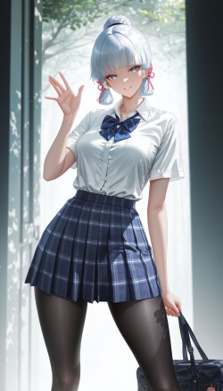 二次元游戏原神壁纸 厚黑美学 雷电将军 神里绫华 JK 裤袜<strong><strong>丝袜</strong></strong>黑丝