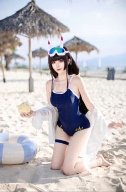 dy@绛南学姐ovo  拍这几套泳装肩膀都给我晒黑了 二次元 cosplay 碧蓝航线 能代