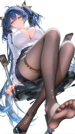 二次元手游<strong><strong>鸣潮</strong></strong> 角色尤诺 黑丝丝袜裤袜 大长腿