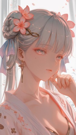 今汐桃夭灼灼2K<strong><strong>鸣潮</strong></strong>壁纸 二次元游戏超清唯美少女壁纸