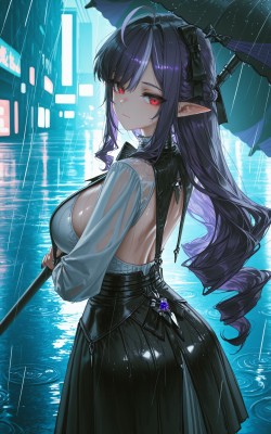 二次元游戏<strong><strong>绝区</strong><strong>零</strong></strong>雨夜中的薇薇安 手机壁纸 雨伞