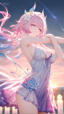 <strong><strong>崩坏</strong><strong>星穹</strong><strong>铁道</strong></strong>角色昔涟 手机游戏 粉色主题 手机壁纸