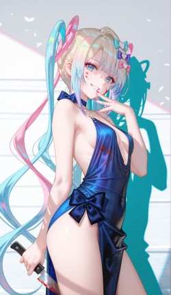 超天酱 黑化版晚礼服 直播女孩重度依赖 ai二次元游戏壁纸