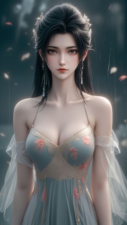 <strong>陆雪琪</strong>雨中湿身，清冷仙子的破碎美学。诛仙国漫 极品气质美女