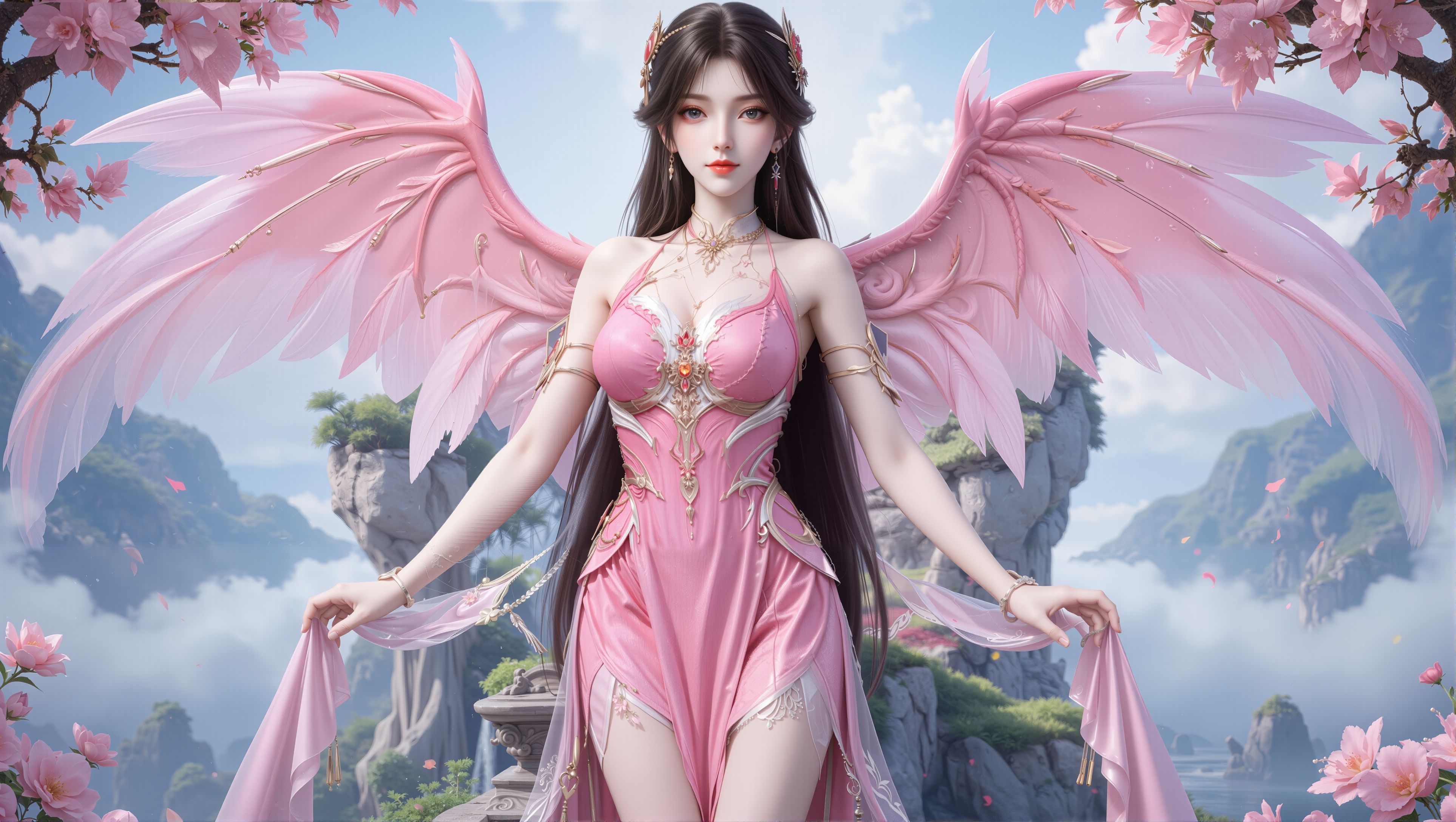 【3P】完美世界火灵儿天神版壁纸。国漫美女 粉色系 新建模