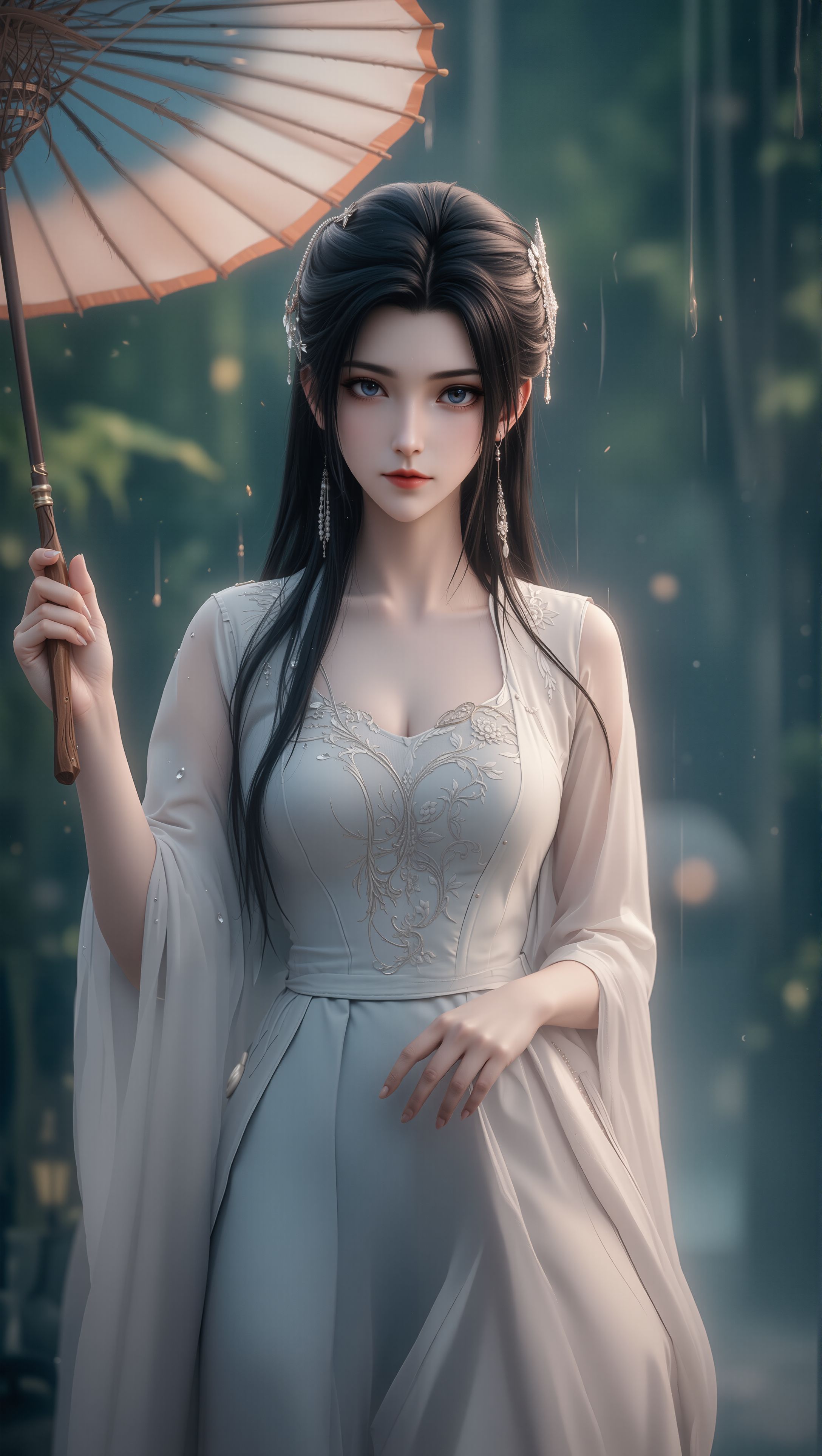雨中陆雪琪，撑伞漫步的诗意瞬间。诛仙 #动漫 #女神