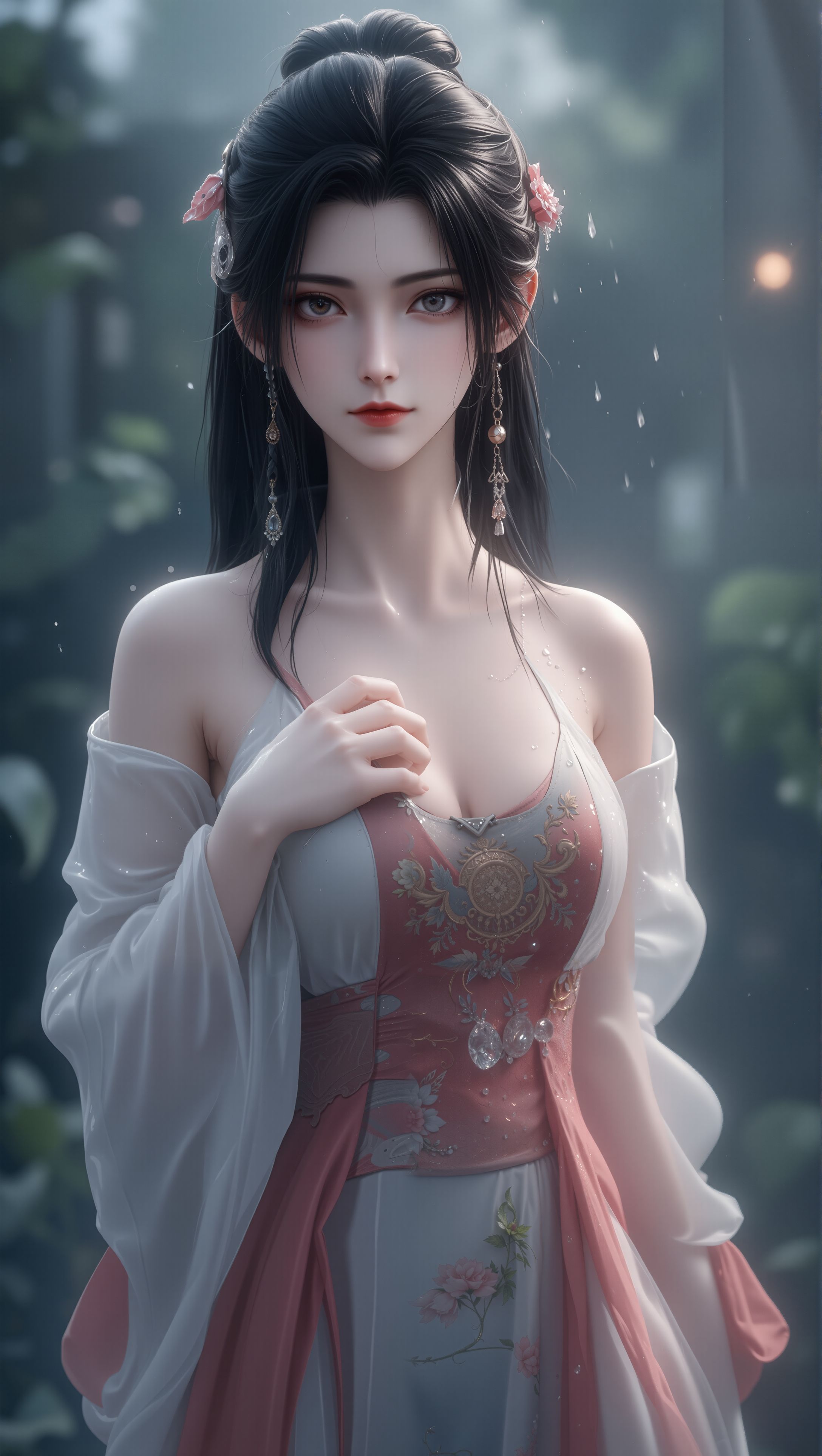 陆雪琪雨中湿身，清冷仙子的破碎美学。诛仙国漫 极品气质美女