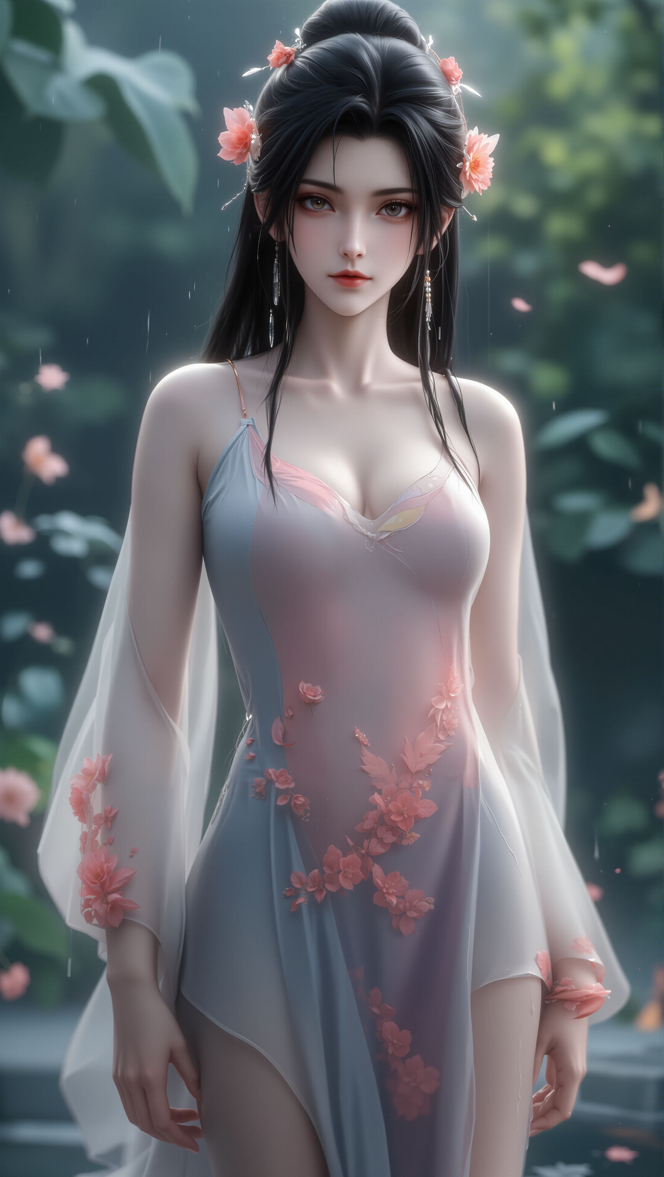 陆雪琪雨中湿身，清冷仙子的破碎美学。诛仙国漫 极品气质美女