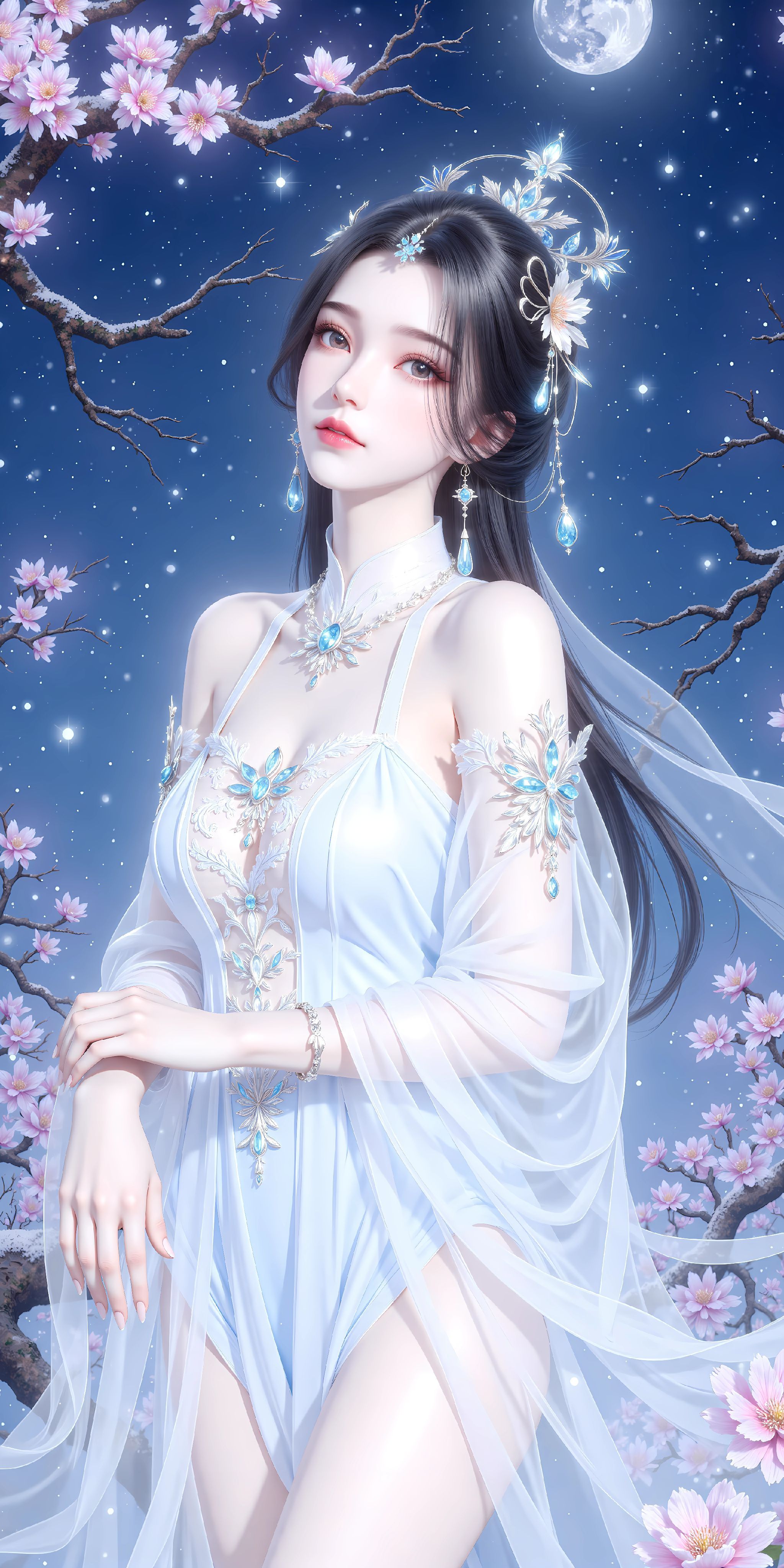 仙逆 国漫女神 美女 李慕婉月色下的温柔