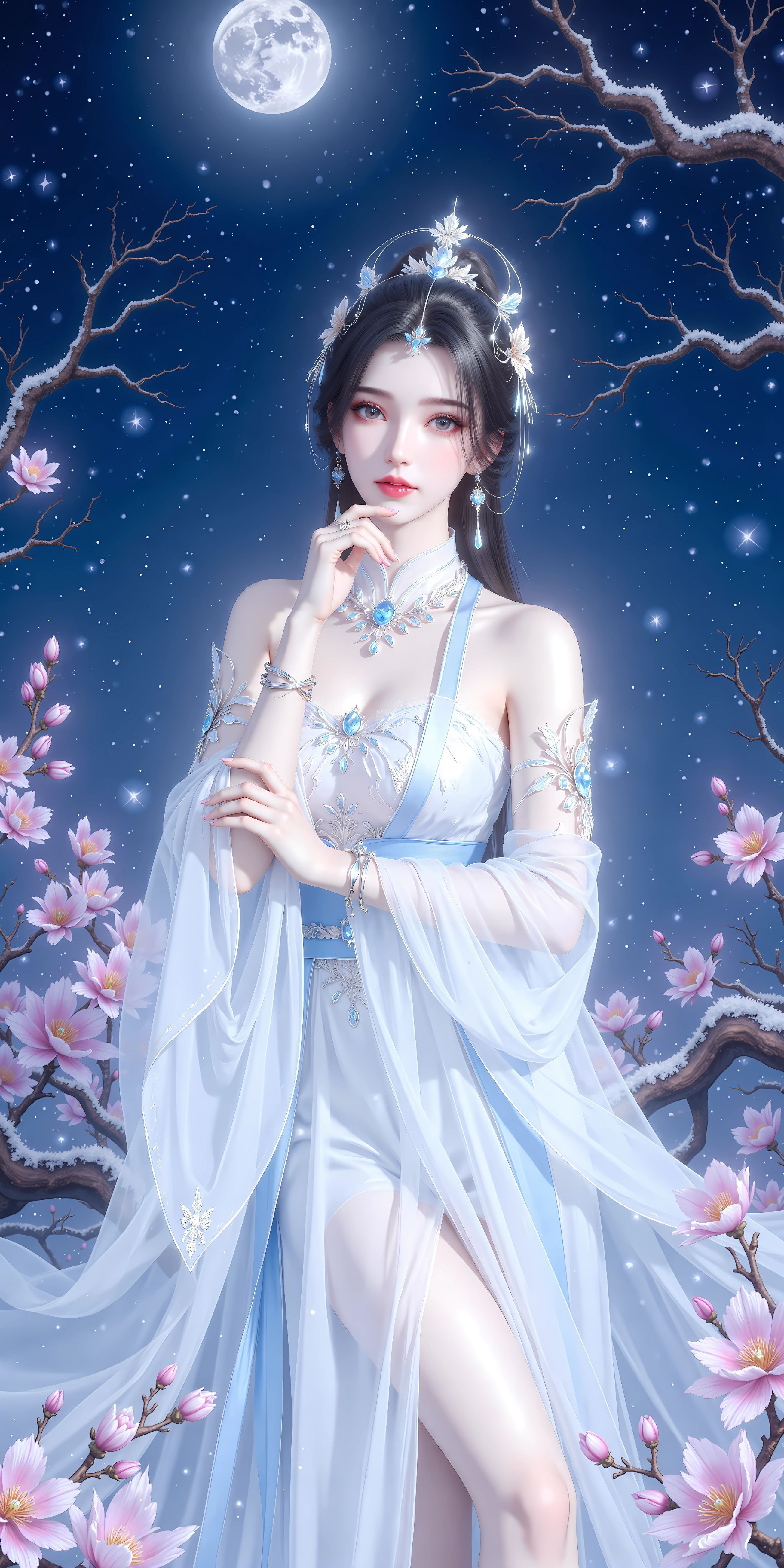 仙逆 国漫女神 美女 李慕婉月色下的温柔