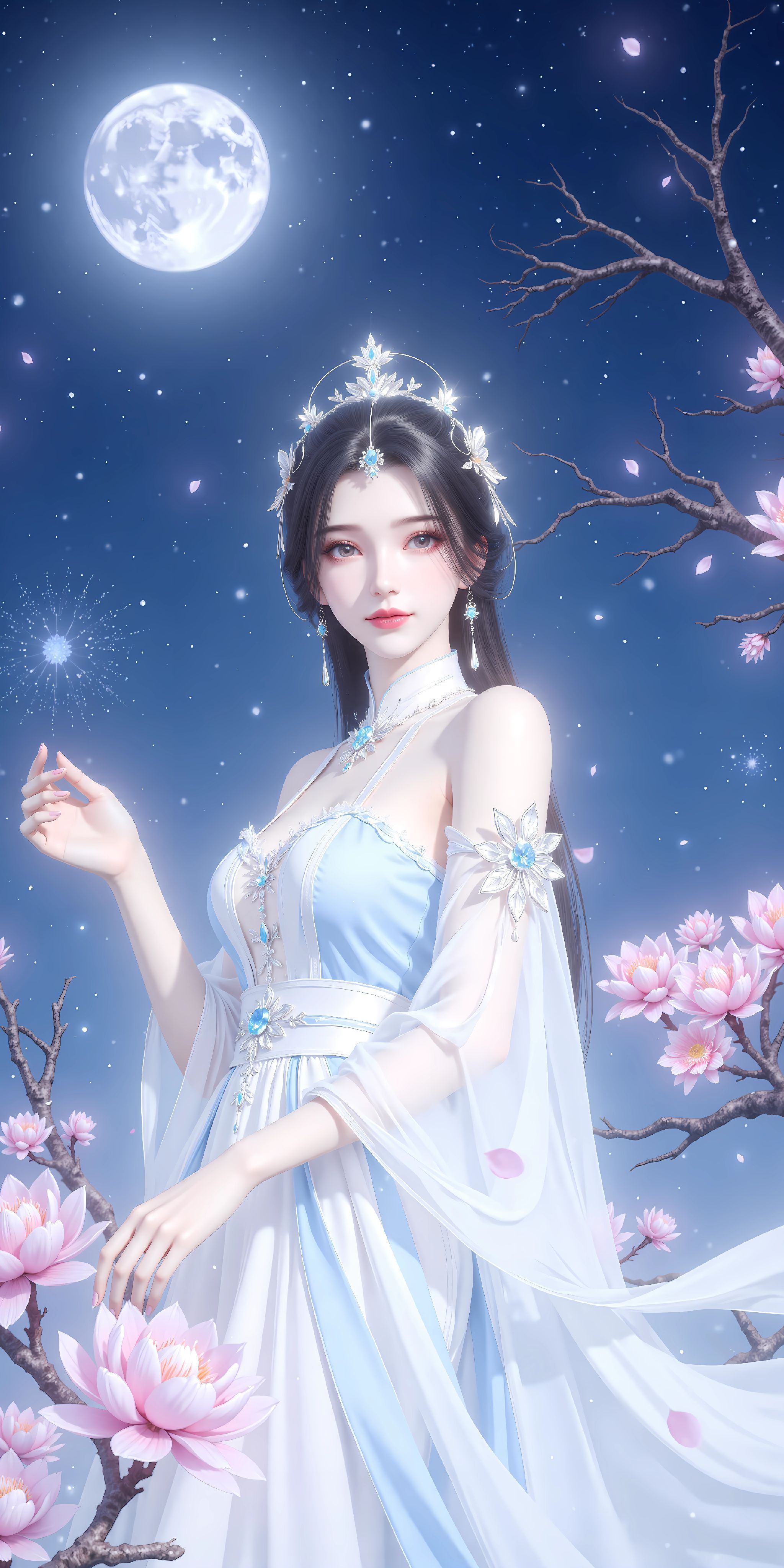 仙逆 国漫女神 美女 李慕婉月色下的温柔