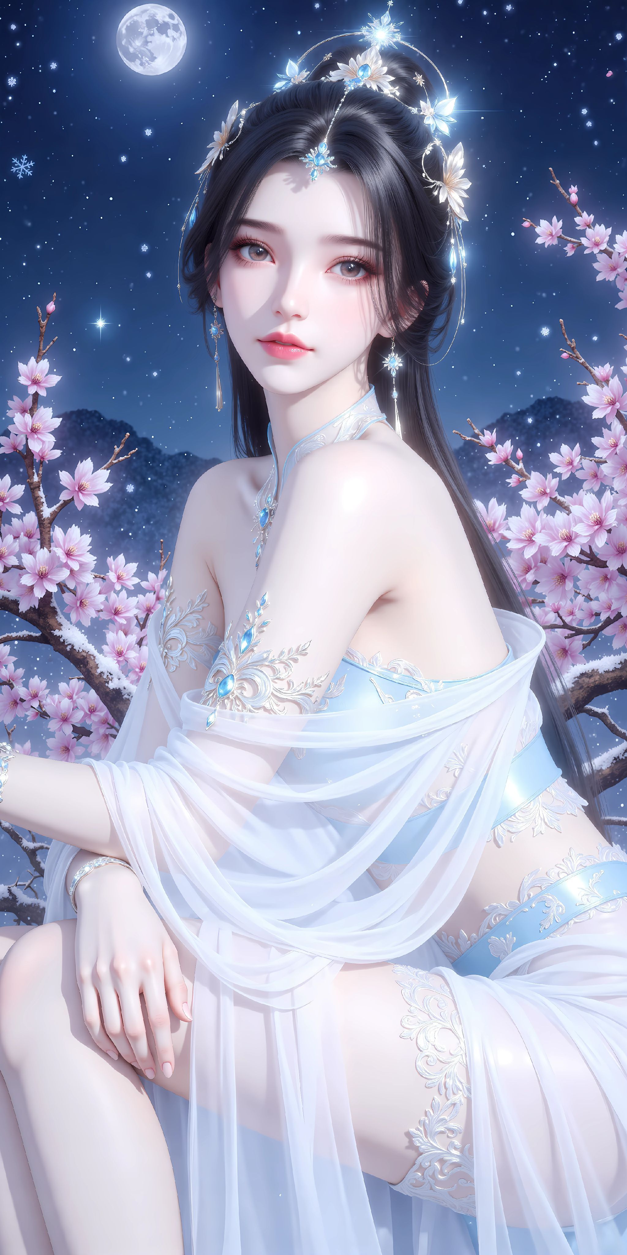 仙逆 国漫女神 美女 李慕婉月色下的温柔