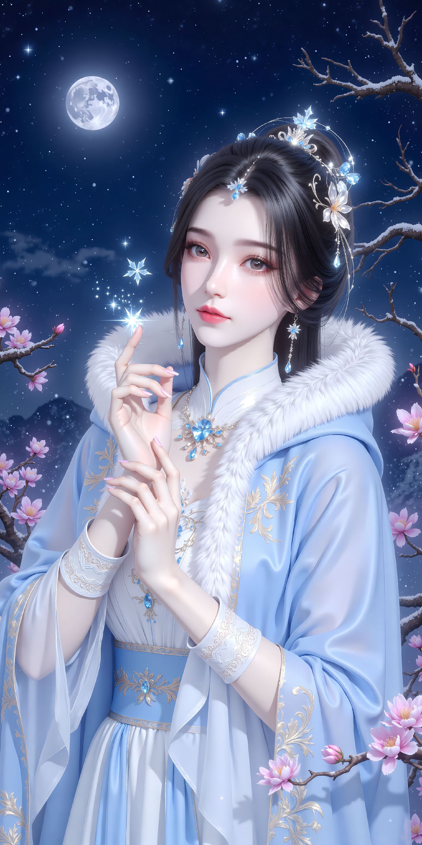 仙逆 国漫女神 美女 李慕婉月色下的温柔