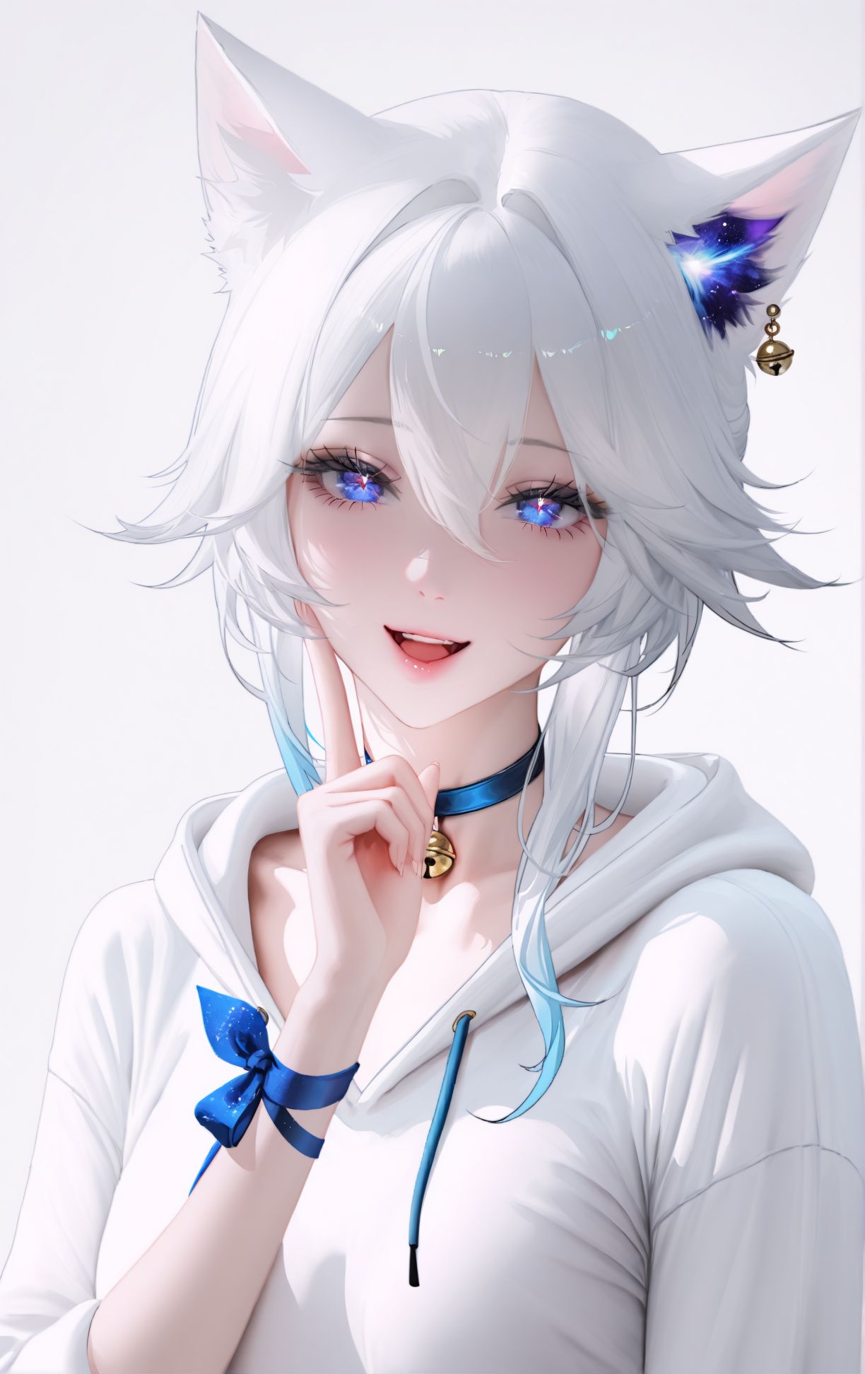 星空猫娘 二次元 白毛 精美 酷酷的