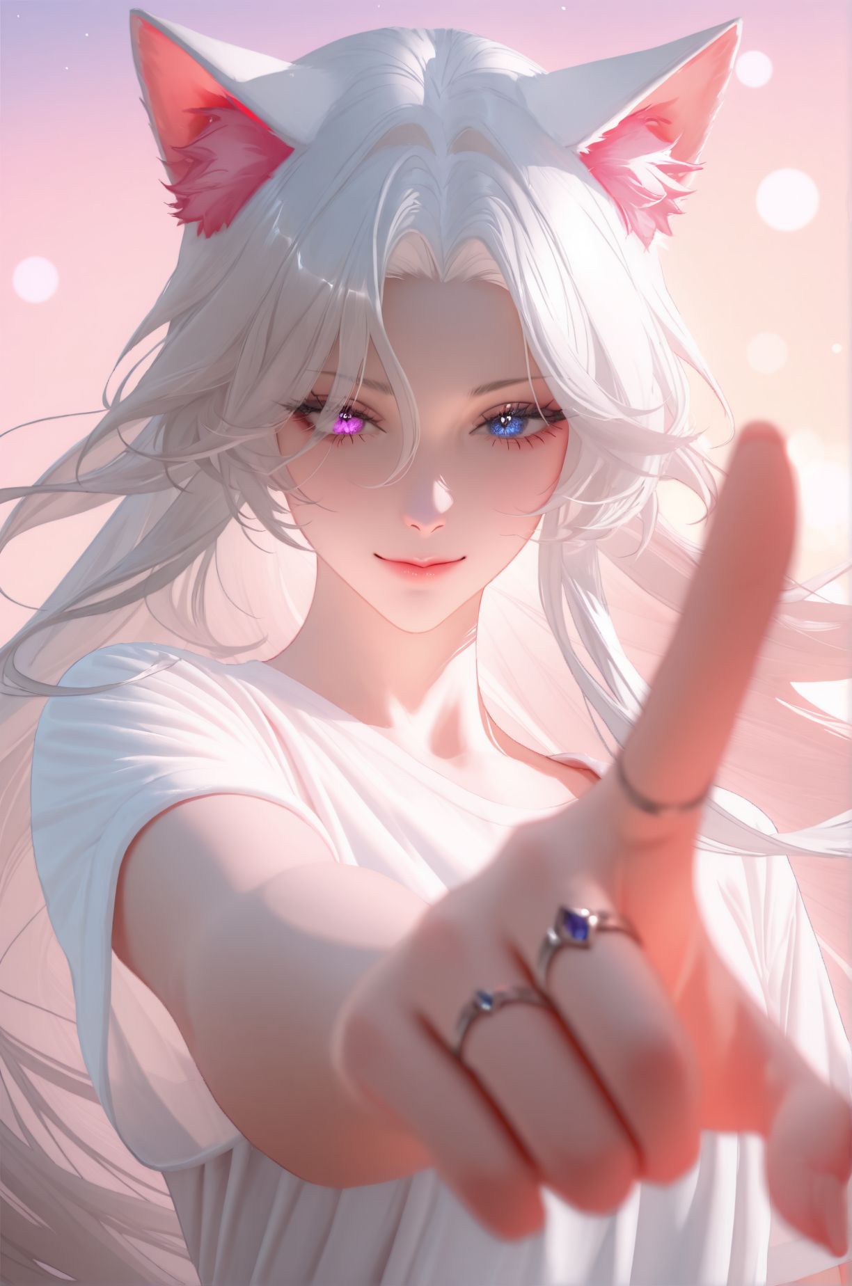 异瞳 兽耳 一把抓住 顷刻炼化 二次元 猫娘 白毛