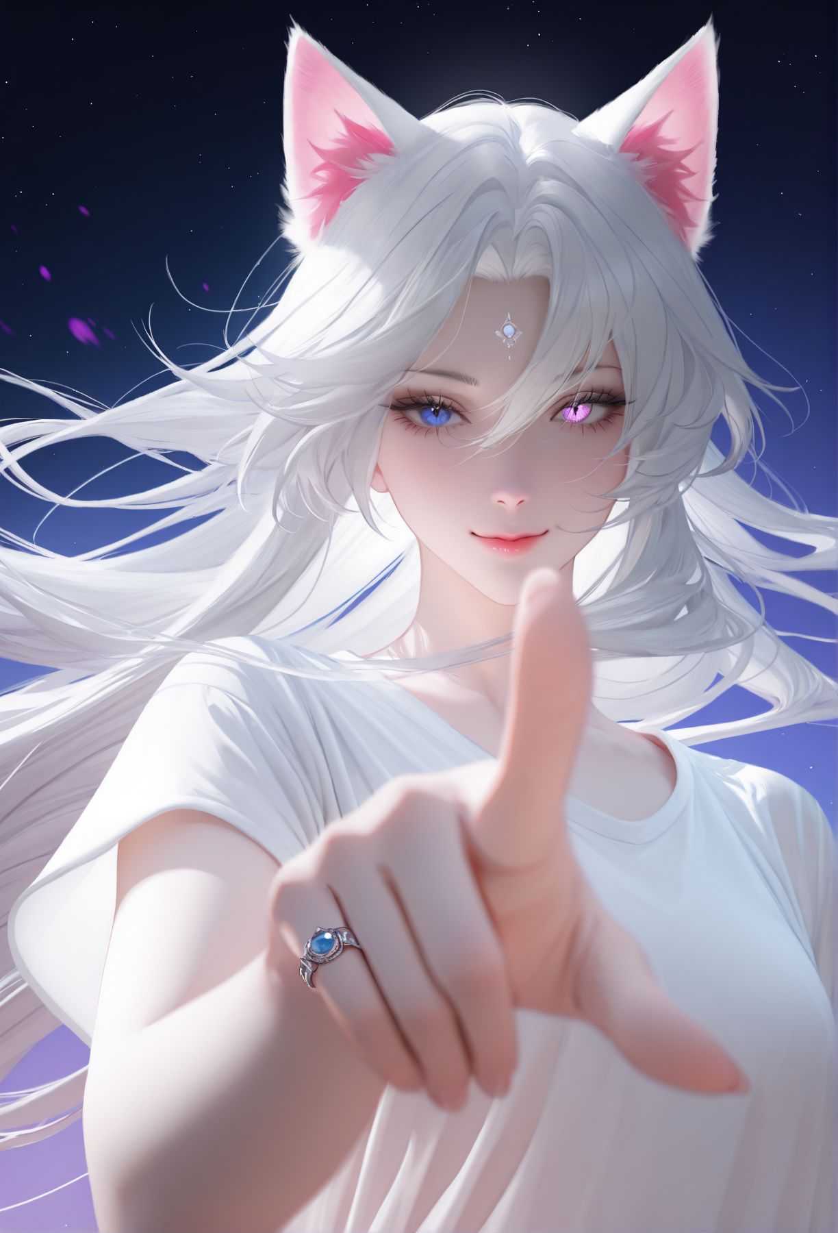 异瞳 兽耳 一把抓住 顷刻炼化 二次元 猫娘 白毛