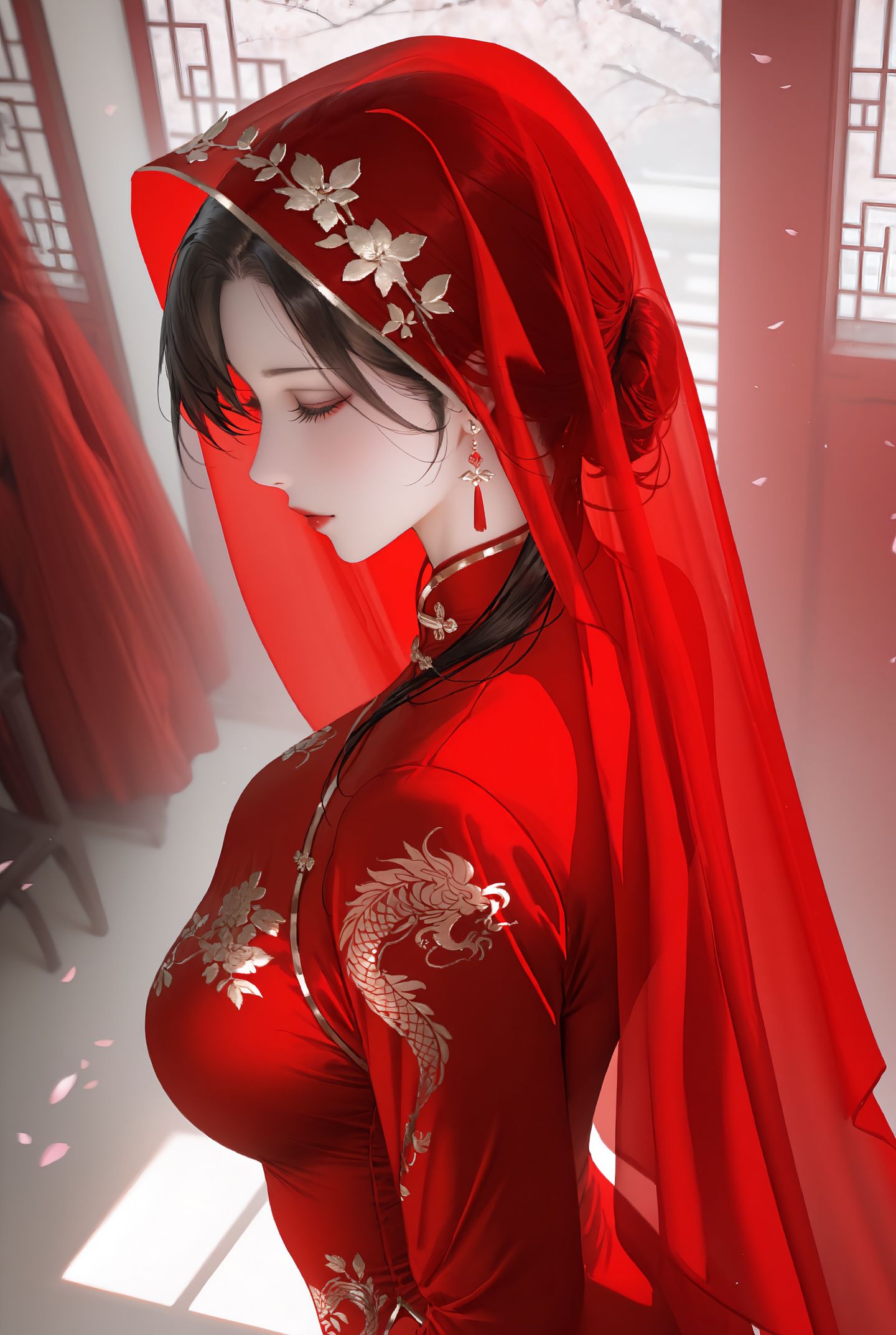 美佳人 红嫁衣 二次元 古风美人 ai绘画生成