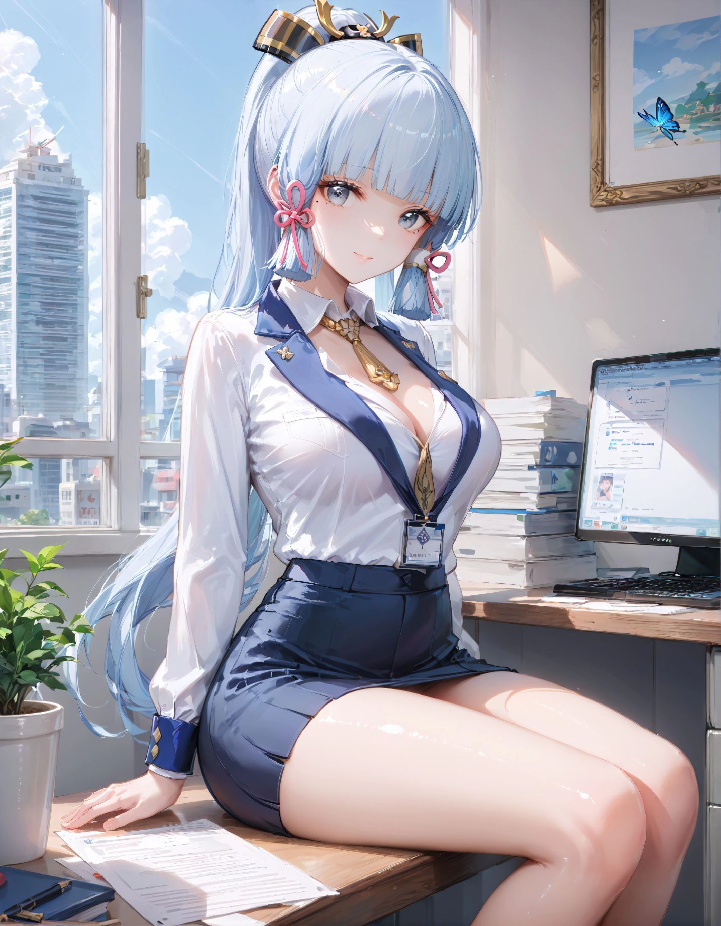 二次元女孩 【原神 神里绫华】职场 制服