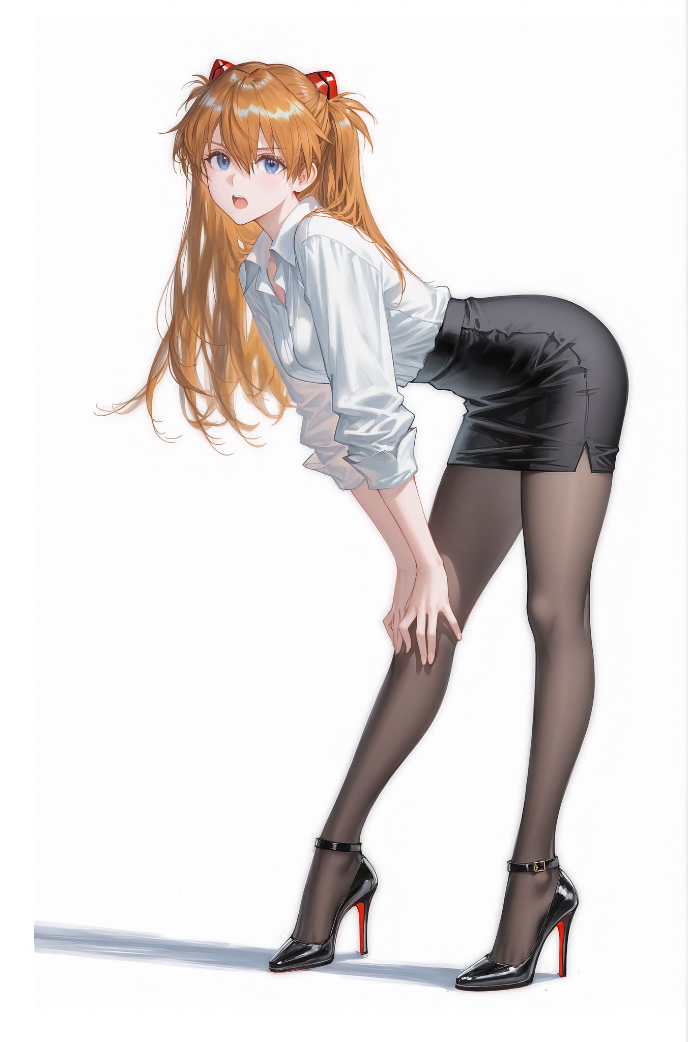 变装的明日香 新世纪福音战士 立绘 二次元少女 AI绘画