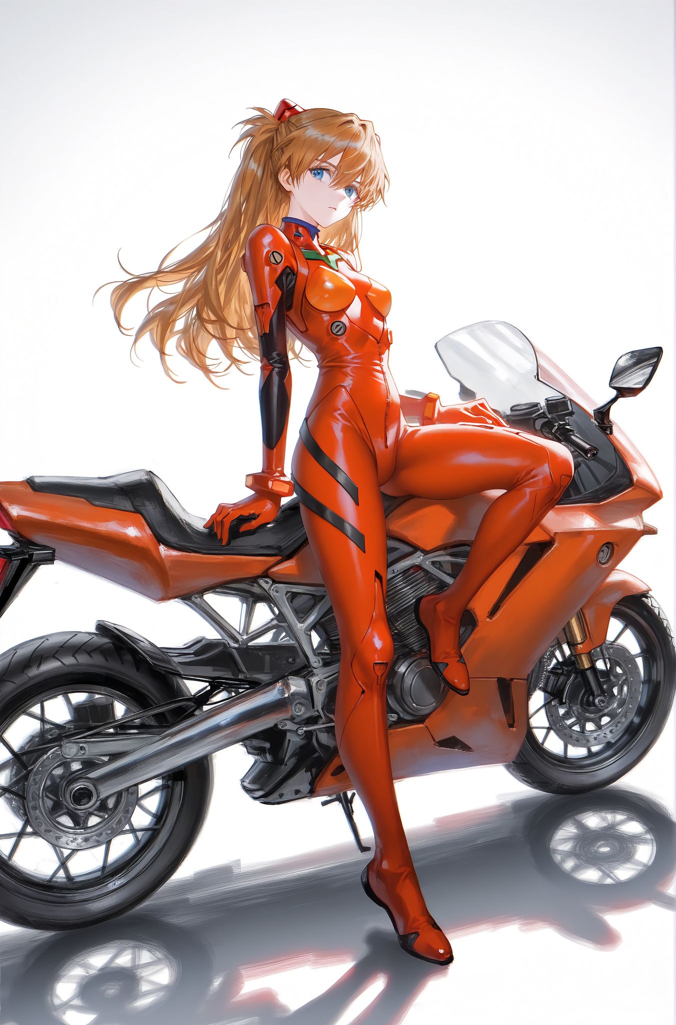 变装的明日香 新世纪福音战士 立绘 二次元少女 AI绘画