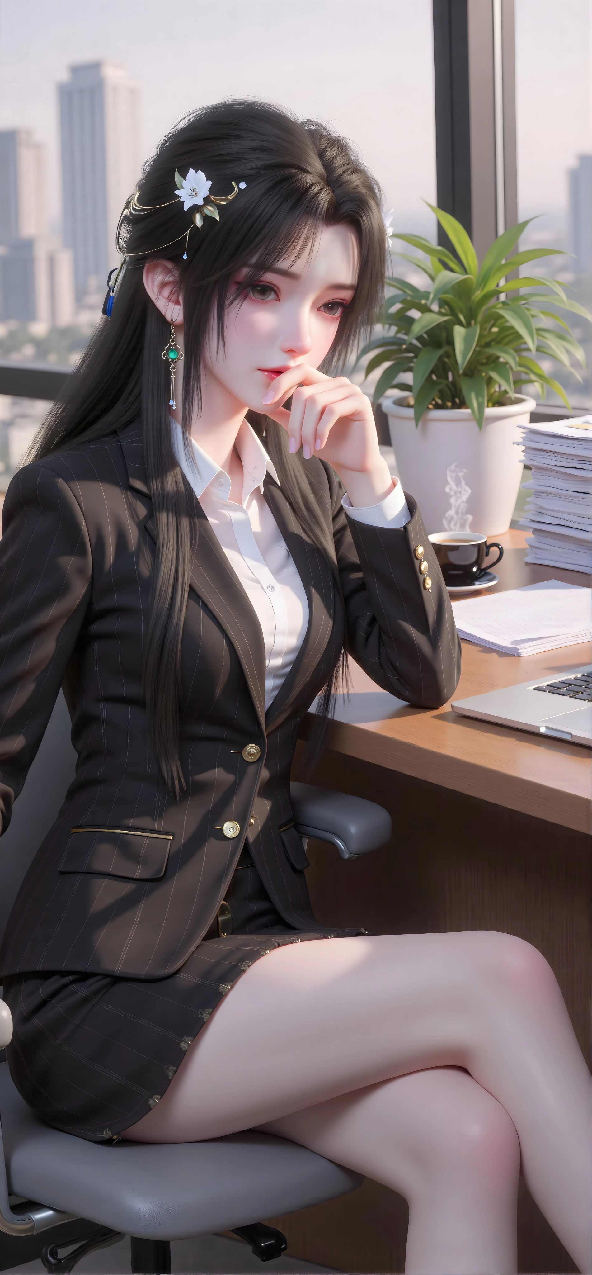 完美世界 清漪 国漫美女 职业装 精致