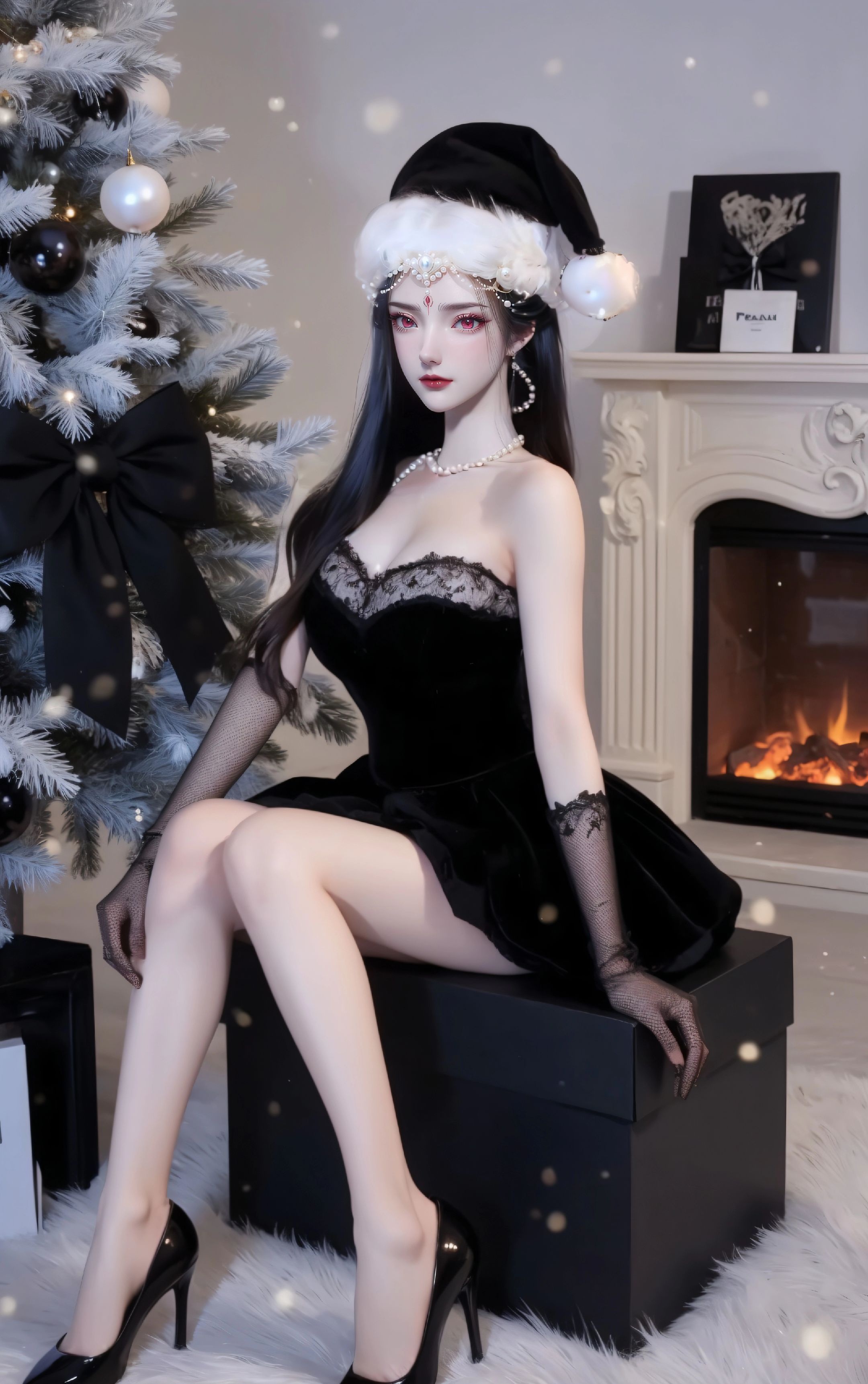 仙逆 红蝶 精致脸蛋 黑色圣诞装 国漫美女
