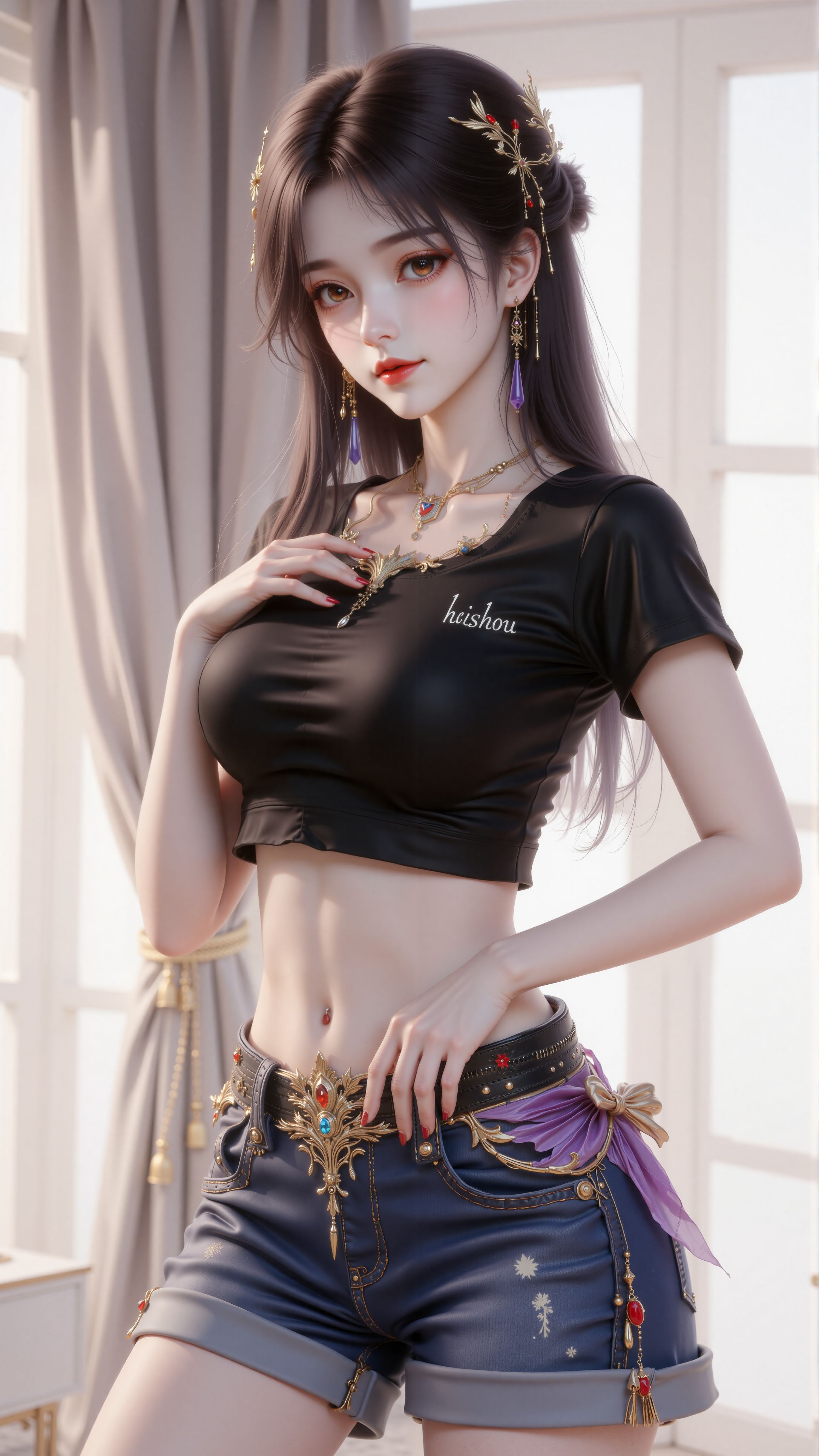 火灵儿牛仔裤+吊袜带 动漫国漫 国漫女神壁纸 完美世界