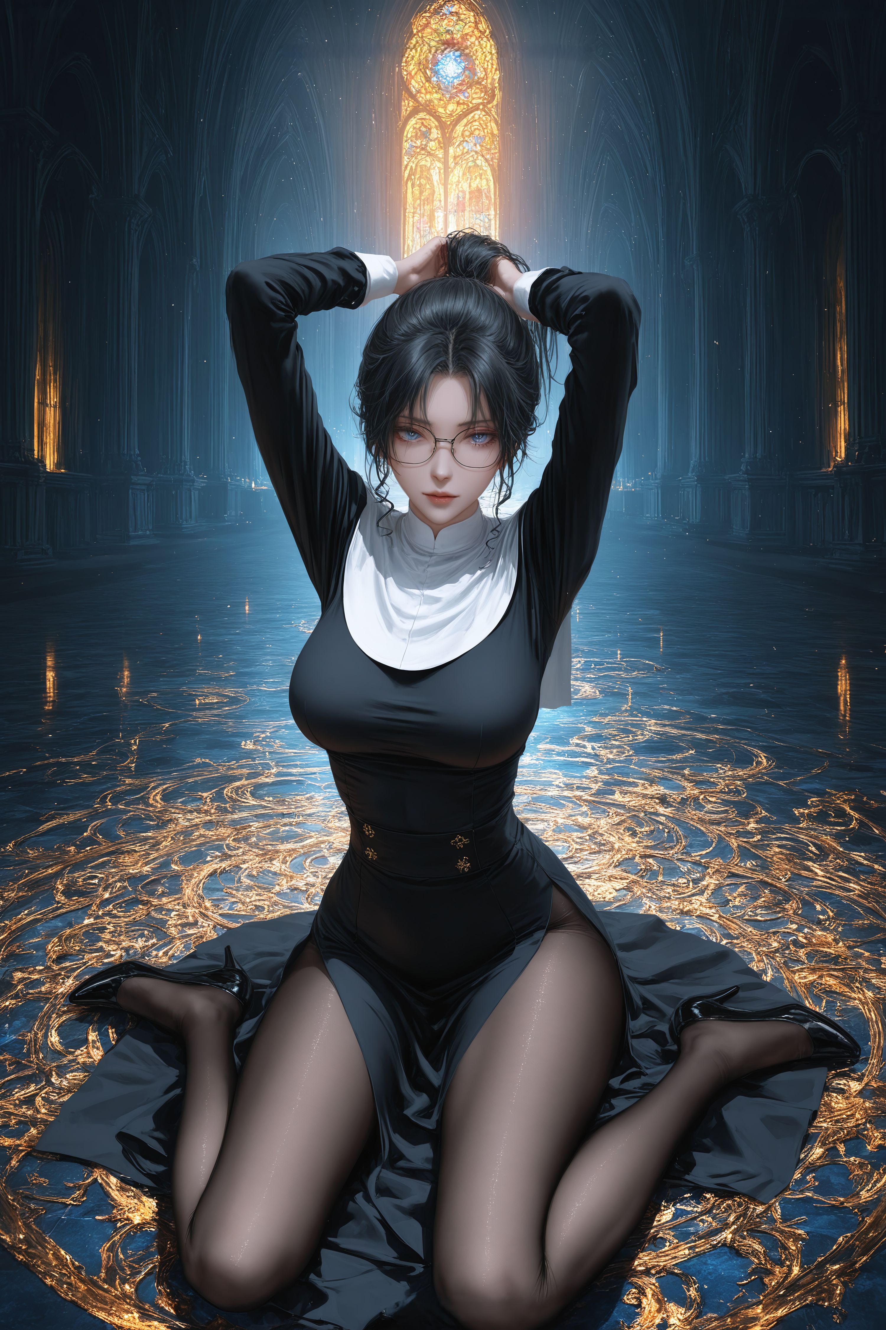 妃英理 修女 二次元 动漫二创 丝袜黑丝大长腿