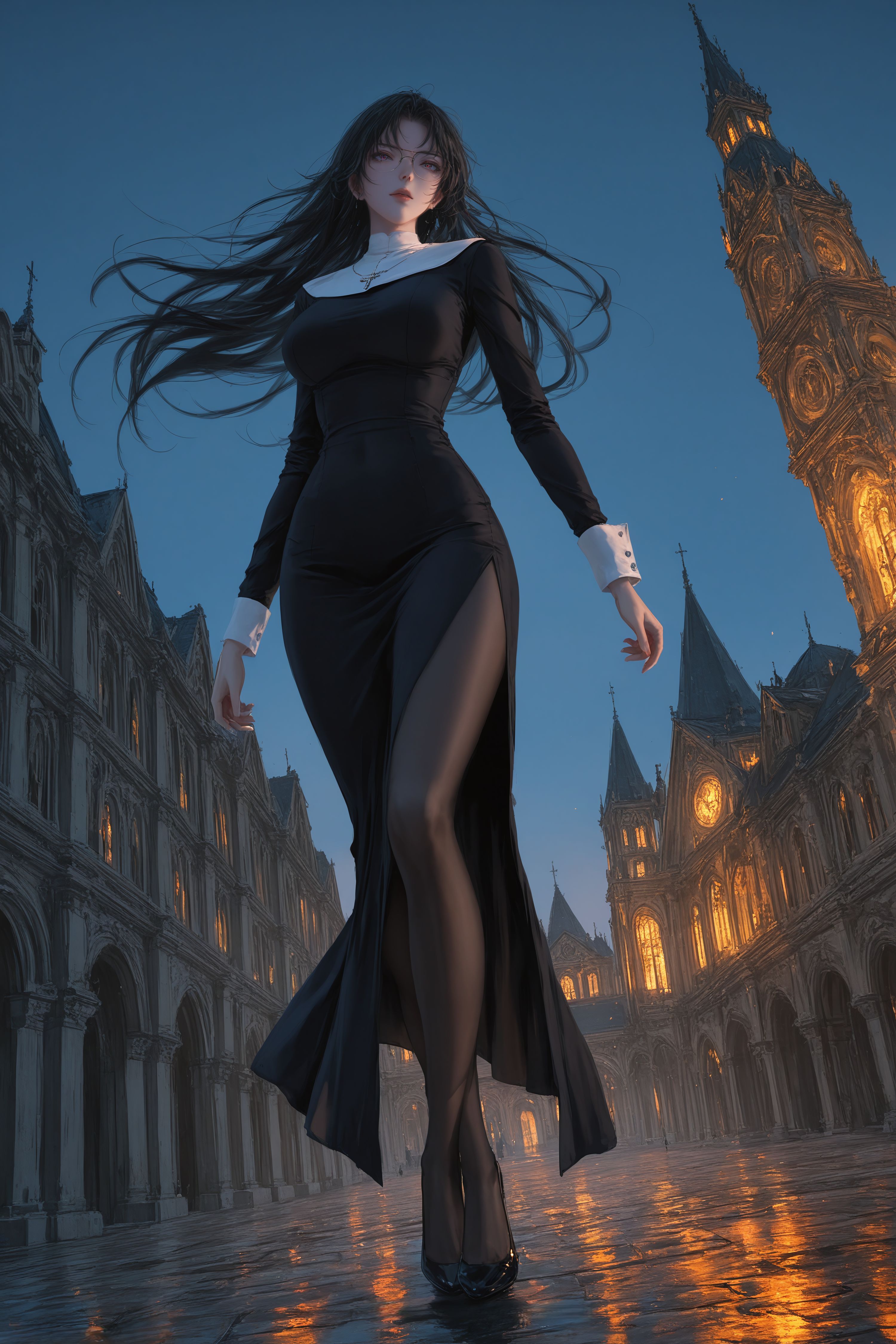 妃英理 修女 二次元 动漫二创 丝袜黑丝大长腿