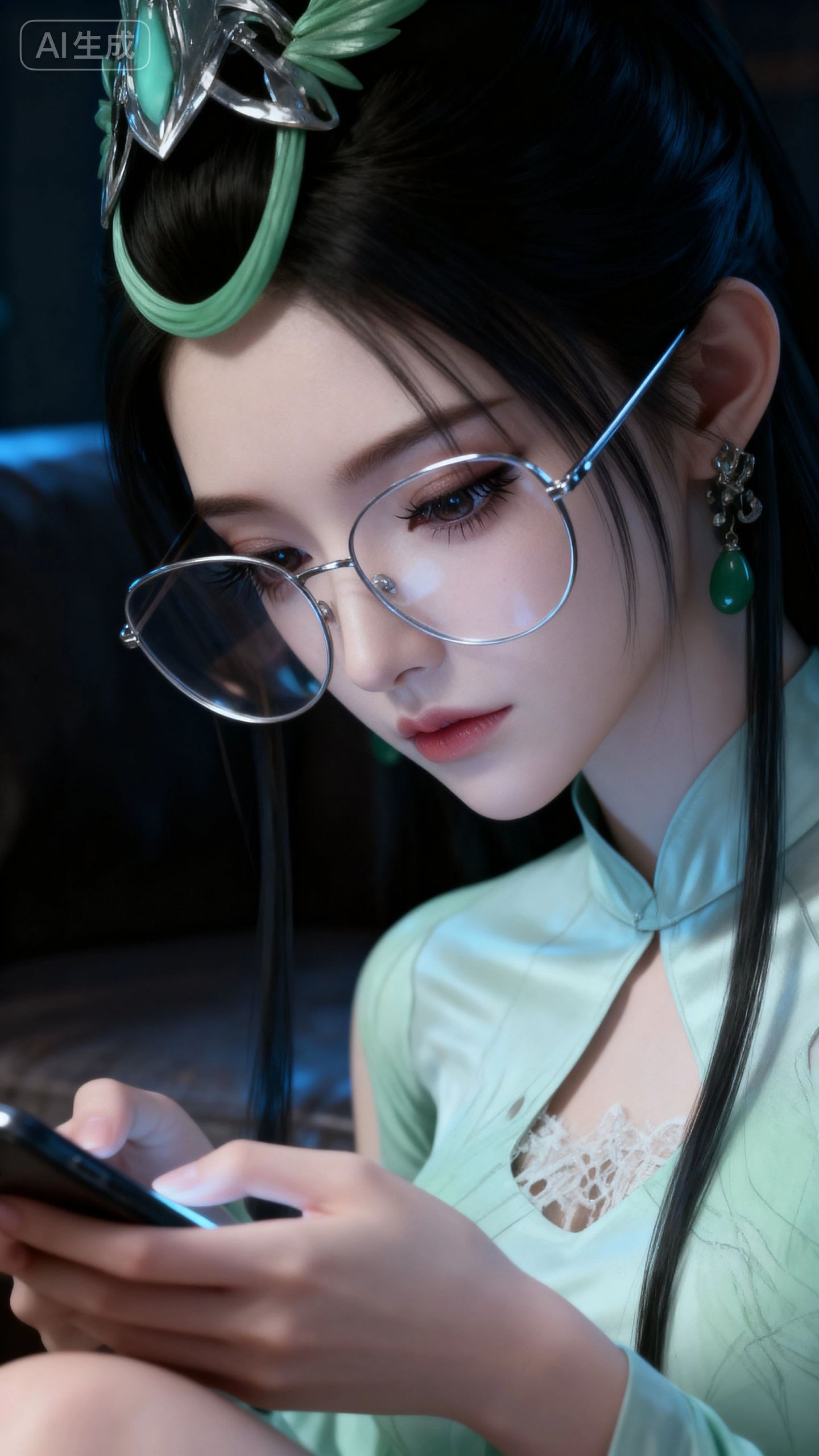 神国之上陆嫁嫁玩手机 神国之上 国漫女神 古风壁纸