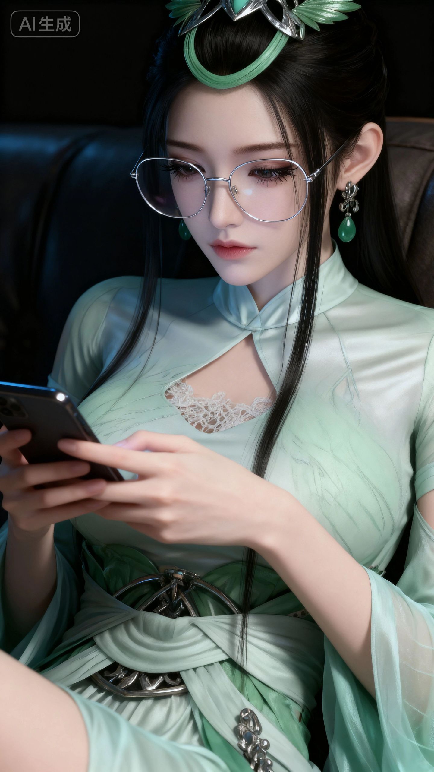 神国之上陆嫁嫁玩手机 神国之上 国漫女神 古风壁纸