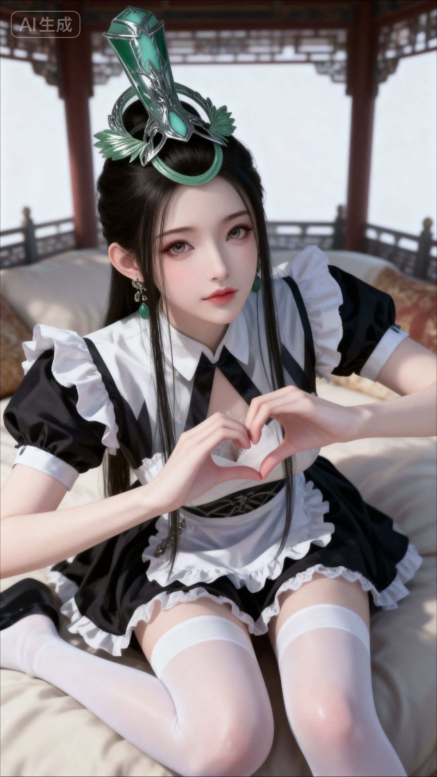 陆嫁嫁 神国之上动画 女仆装 黑白丝 壁纸 古风 国漫女神