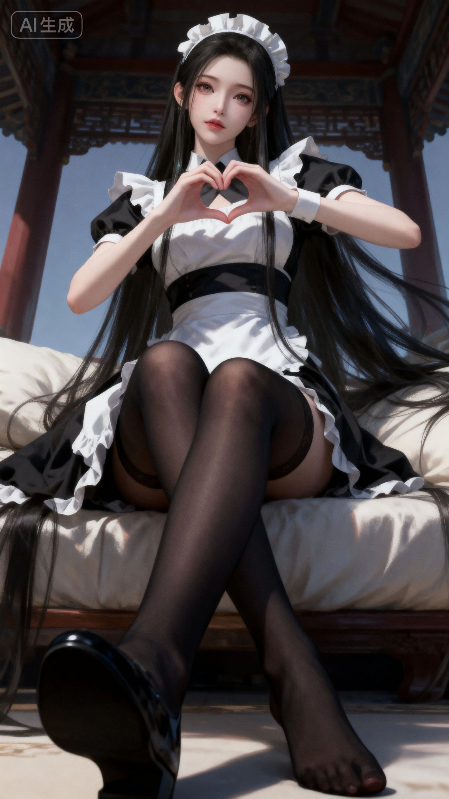 陆嫁嫁 神国之上动画 女仆装 黑白丝 壁纸 古风 国漫女神