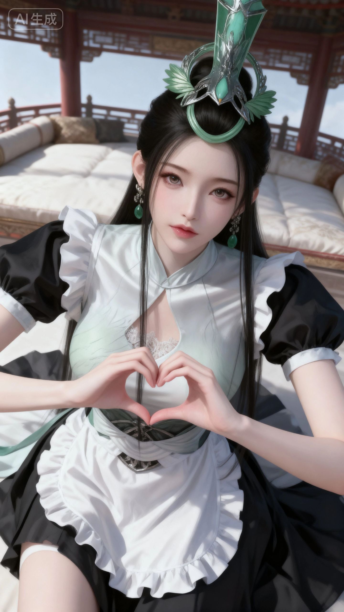 陆嫁嫁 神国之上动画 女仆装 黑白丝 壁纸 古风 国漫女神