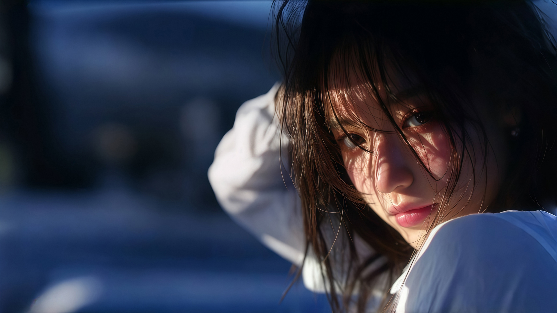 暗光风格 光影侧脸美女 超高清电脑桌面壁纸