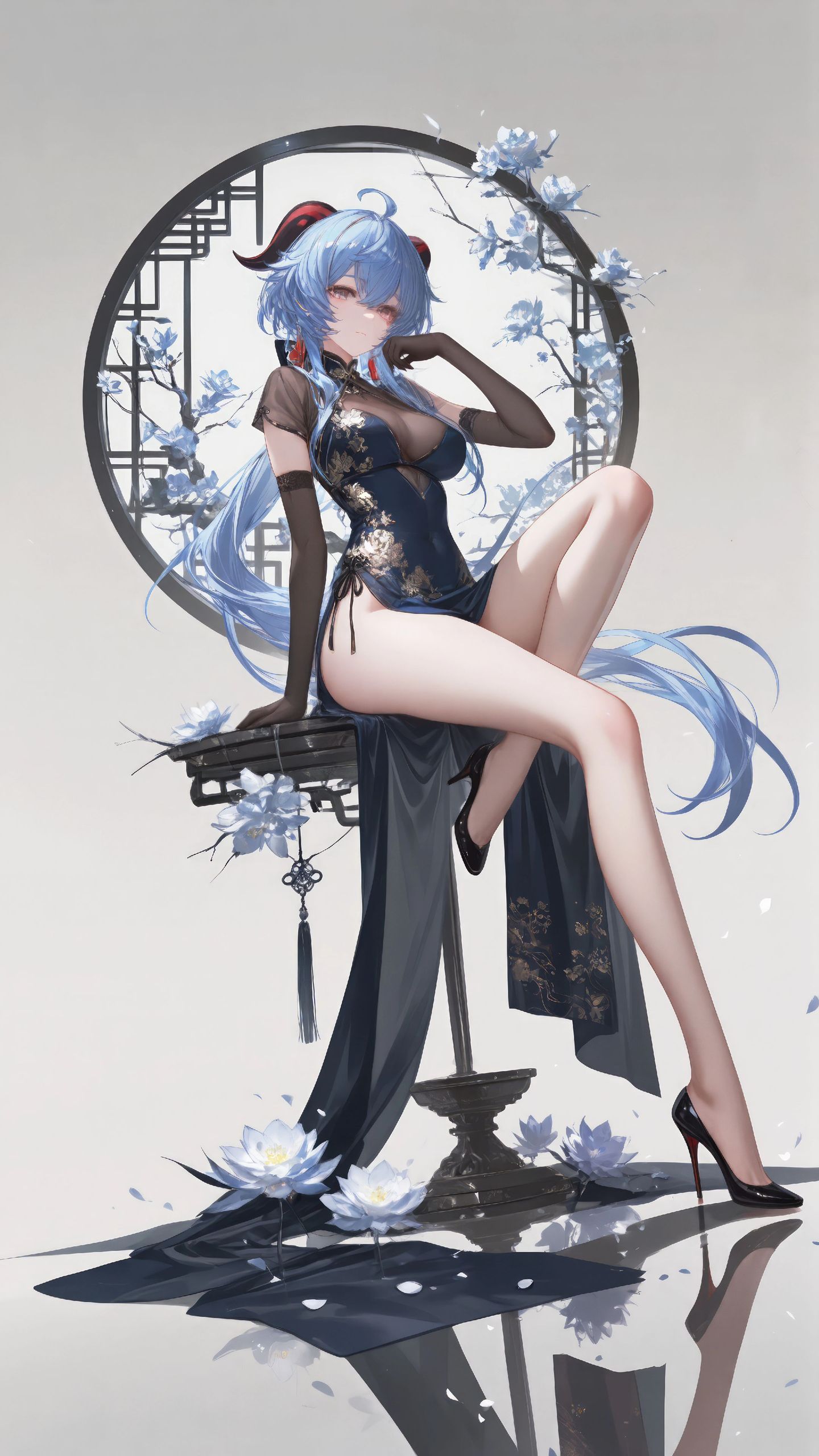 原神甘雨壁纸 大长腿 旗袍 手机壁纸 二次元美女图片