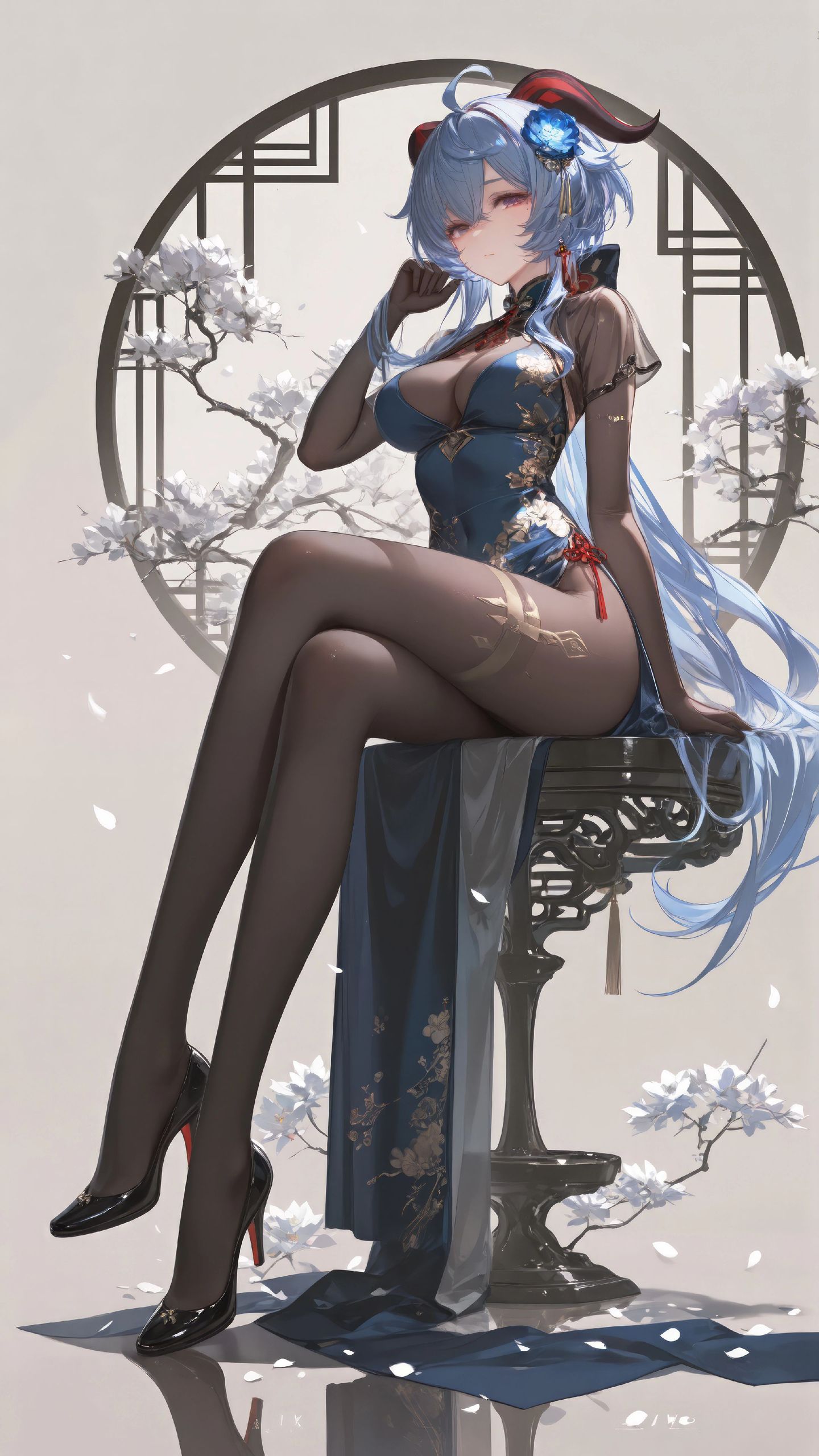 原神甘雨壁纸 大长腿 旗袍 手机壁纸 二次元美女图片