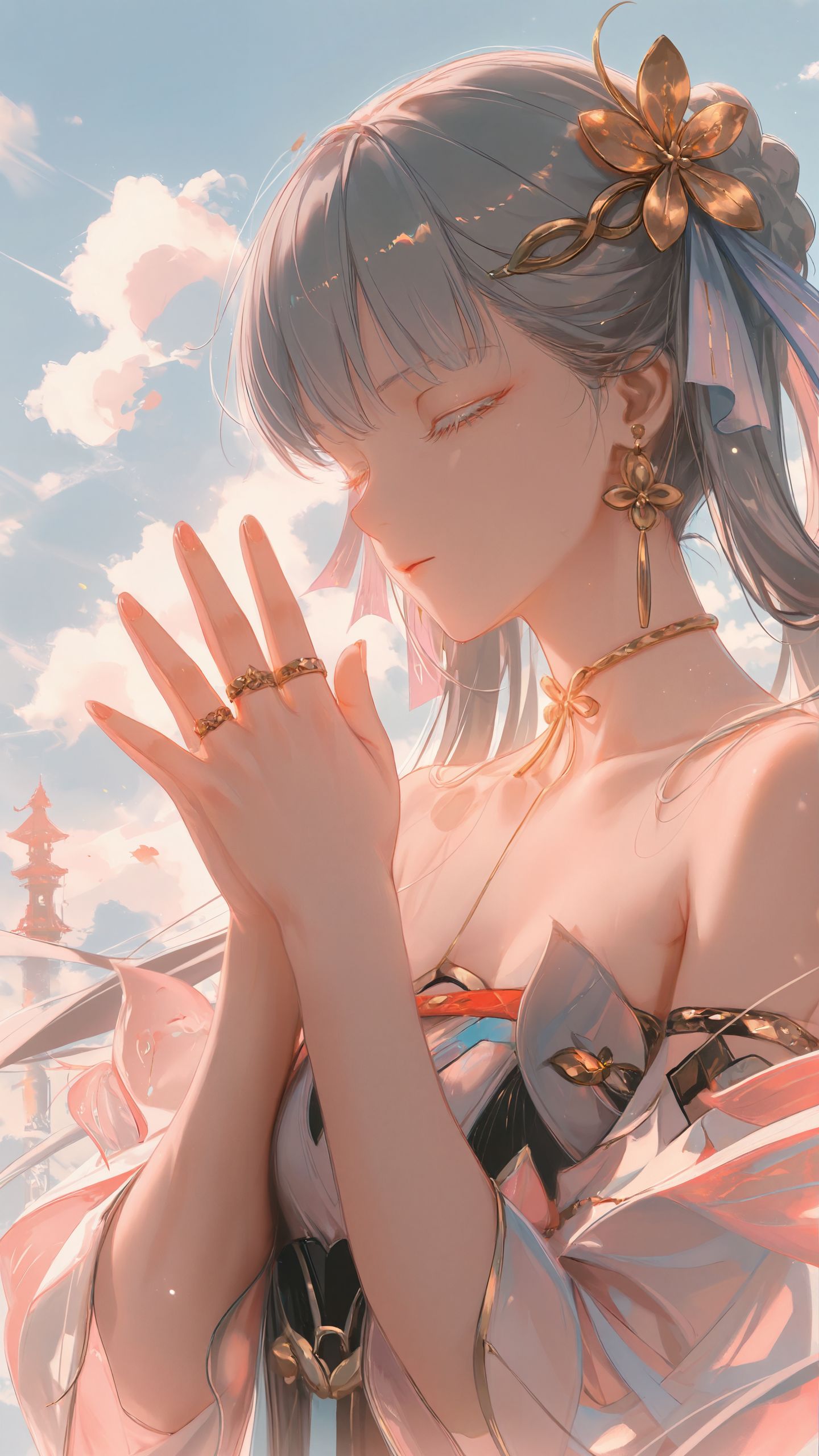 今汐桃夭灼灼2K鸣潮壁纸 二次元游戏超清唯美少女壁纸