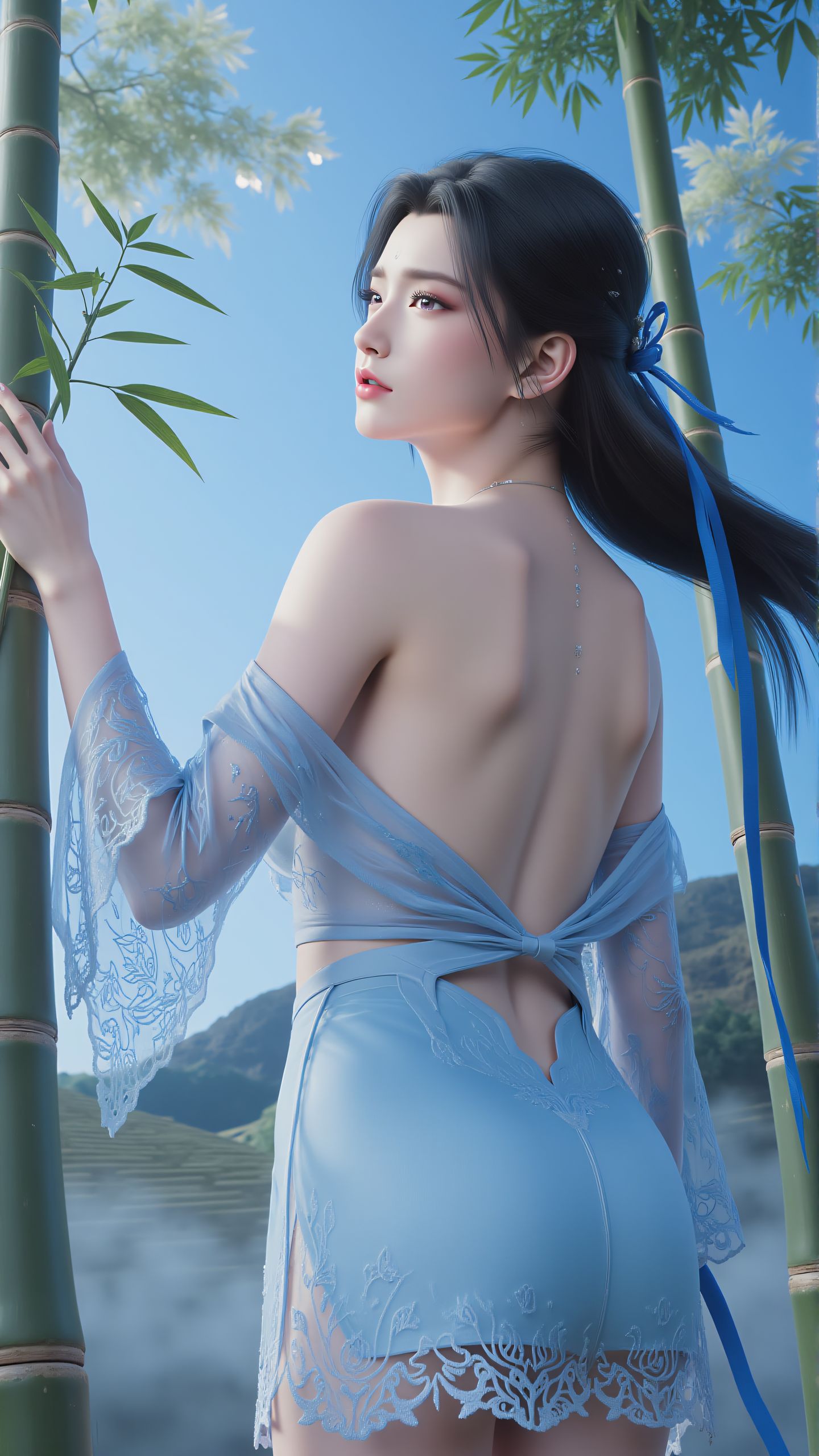 诛仙陆雪琪竹林露背 高清壁纸级雅致魅惑