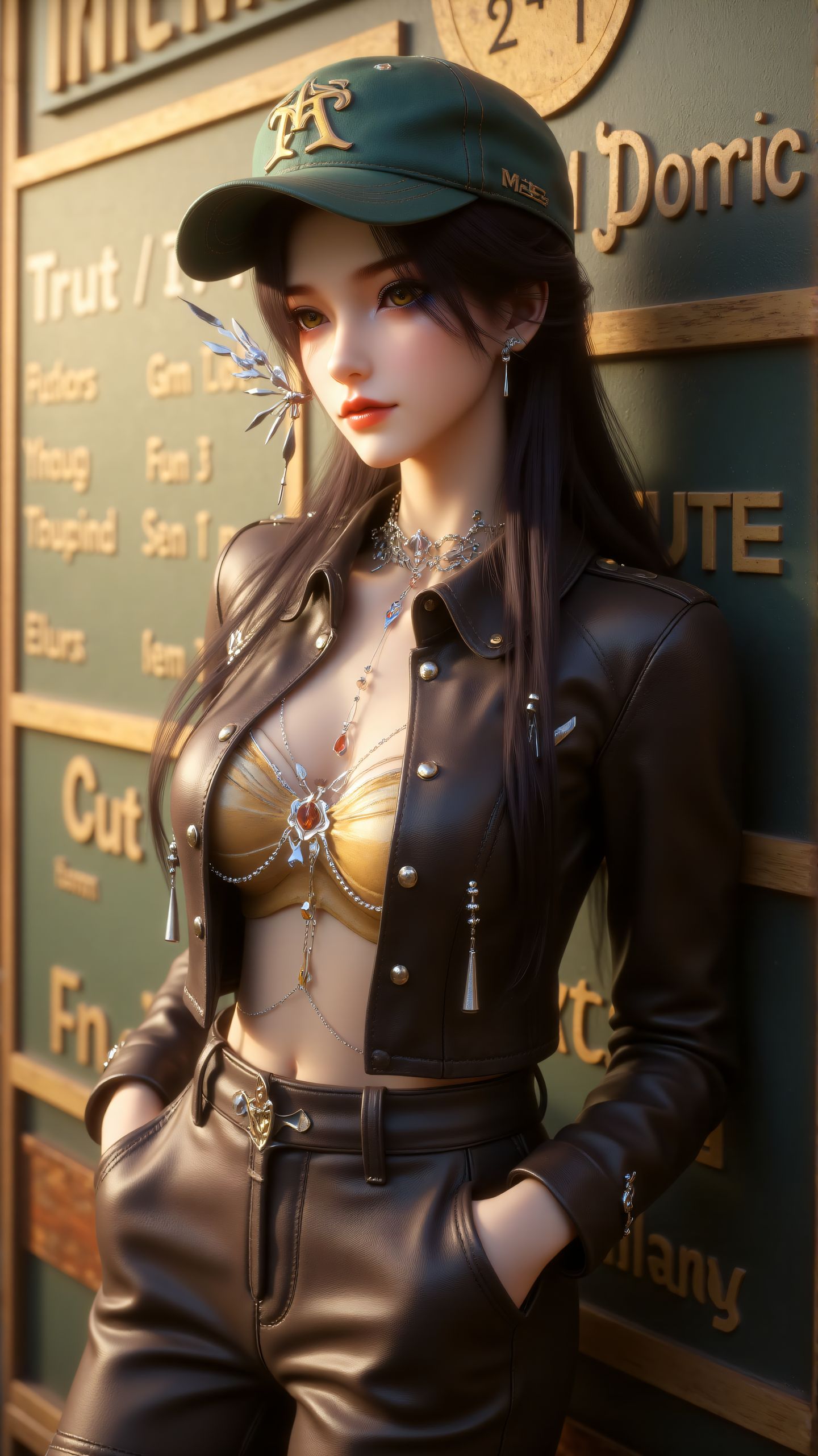 云深不知梦 云望舒复古风系列高清壁纸 鸭舌帽皮衣皮裤