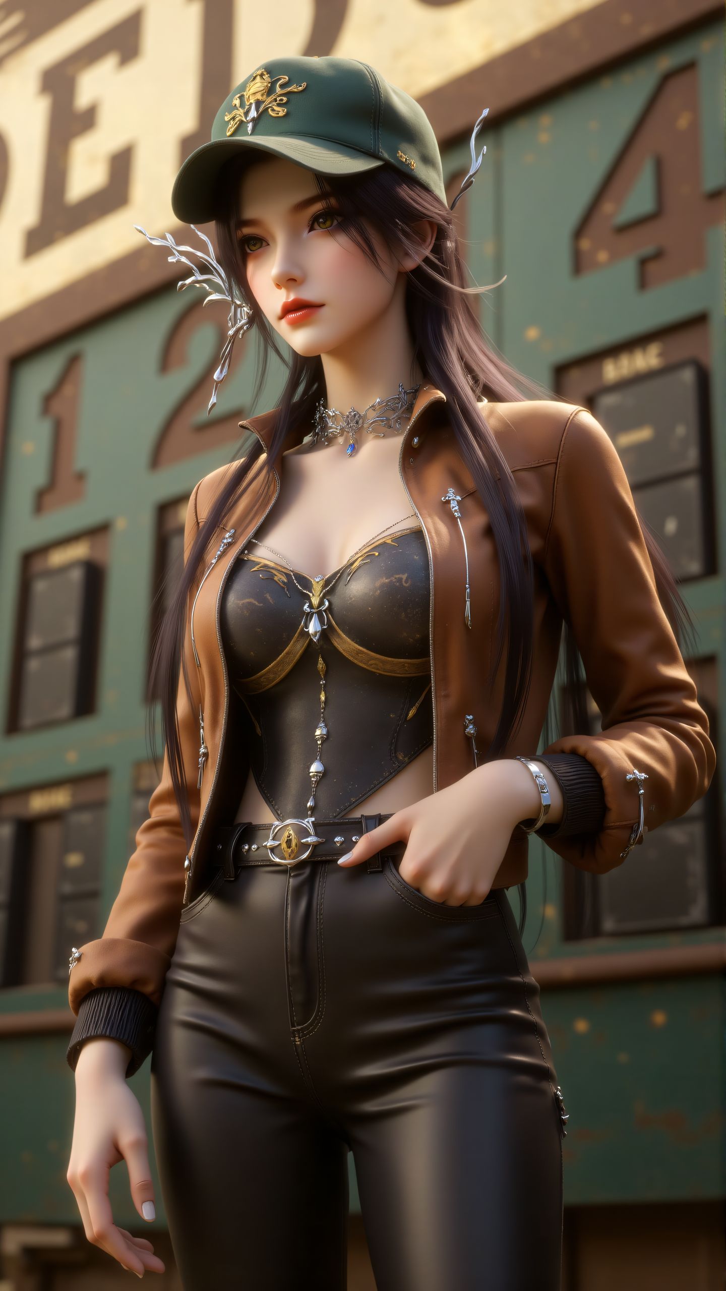 云深不知梦 云望舒复古风系列高清壁纸 鸭舌帽皮衣皮裤