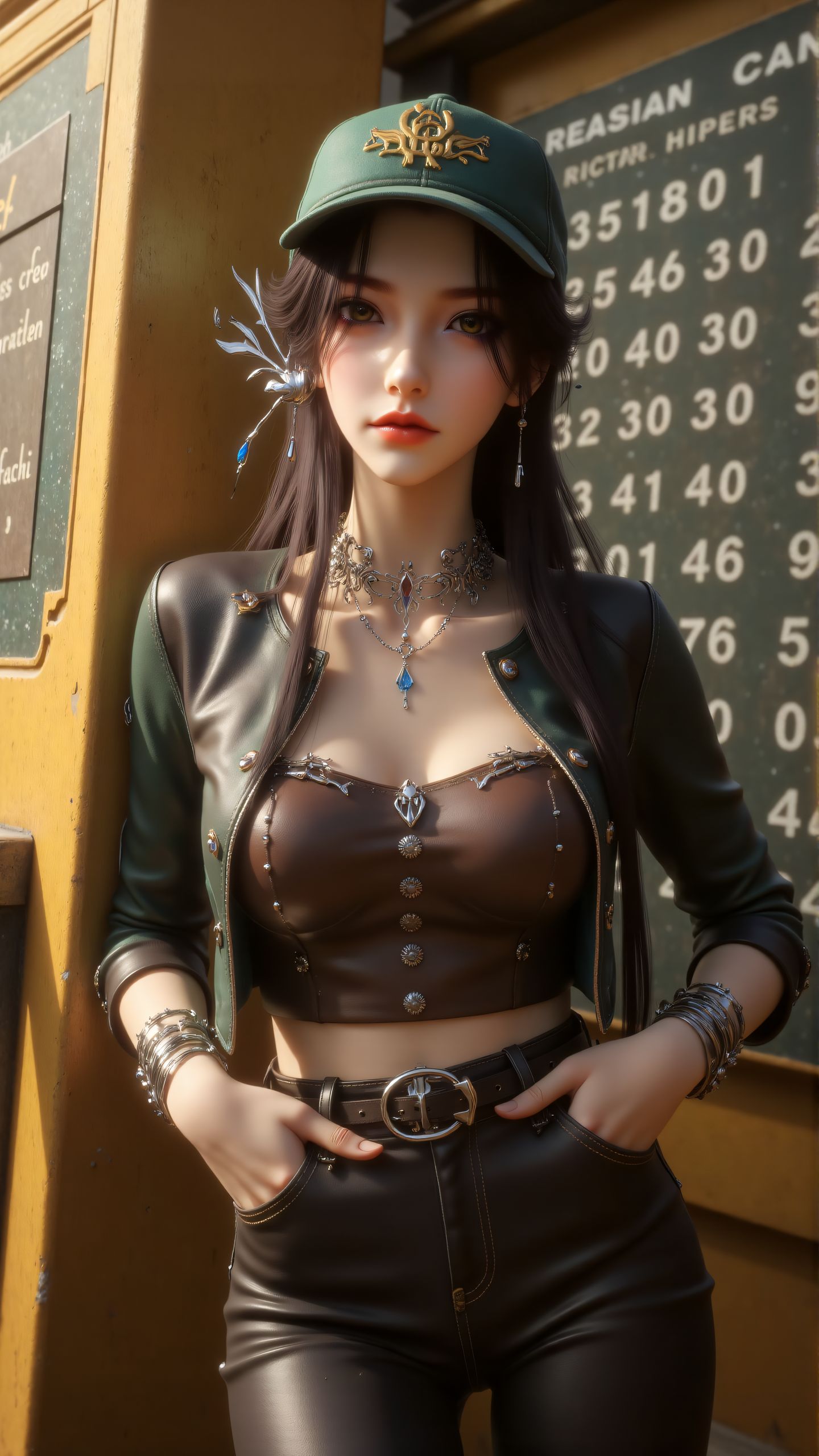 云深不知梦 云望舒复古风系列高清壁纸 鸭舌帽皮衣皮裤