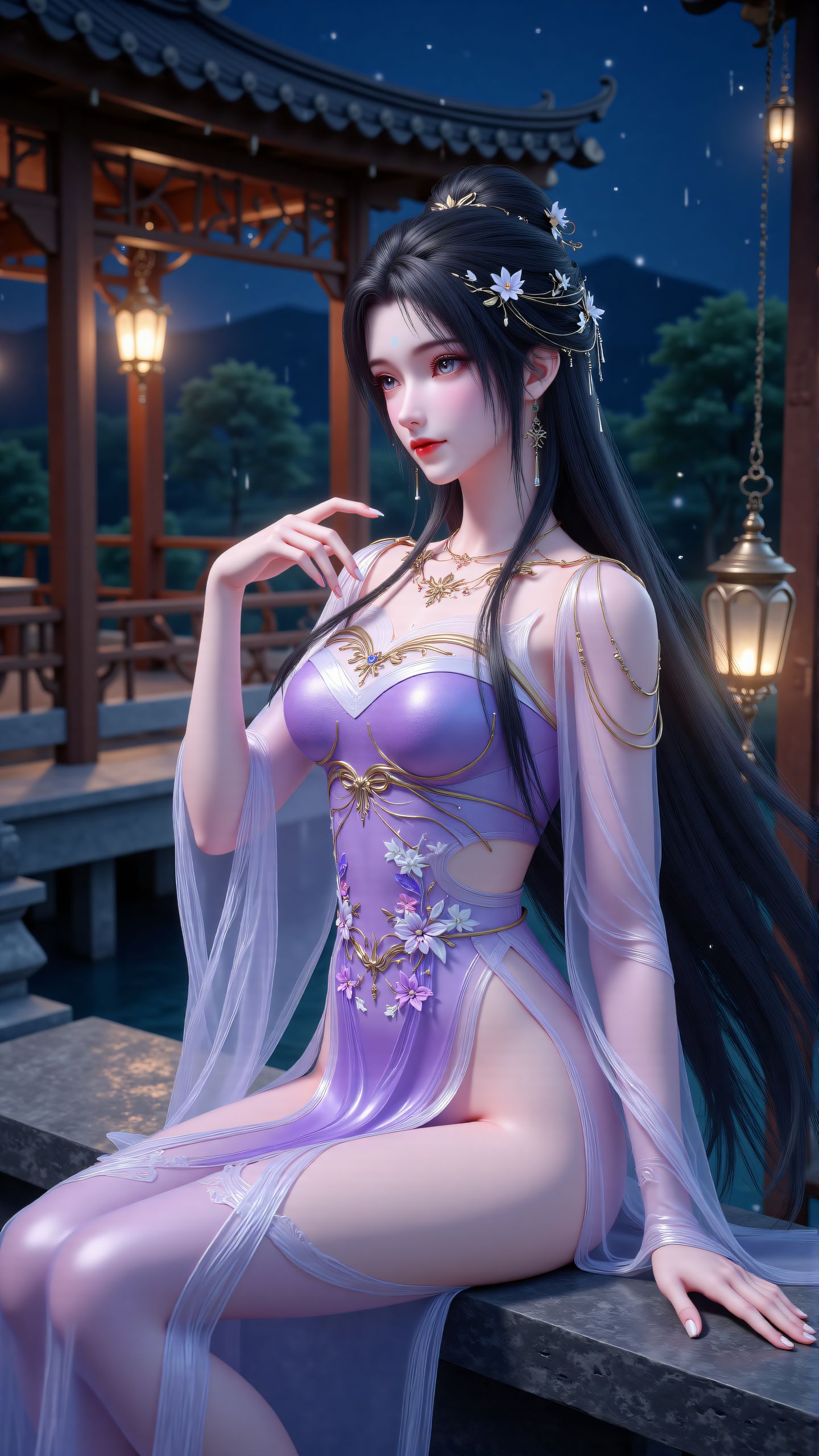 完美世界清漪 国风古装壁纸 国漫女神美女 紫色有韵味